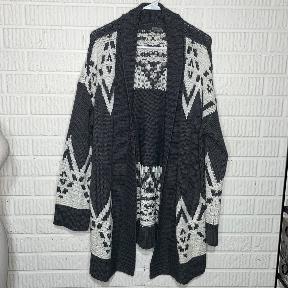 Aerie Oversized Gray And Cream Cardigan